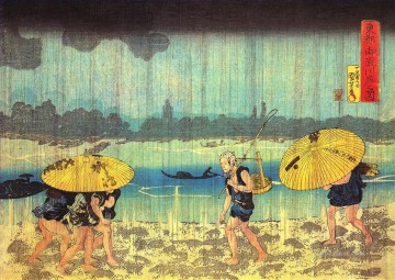 浮世絵 Painting - 隅田川のほとりで 歌川国芳浮世絵